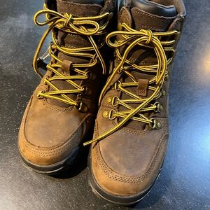 Caterpillar Dark Brown Boots with Mustard Laces